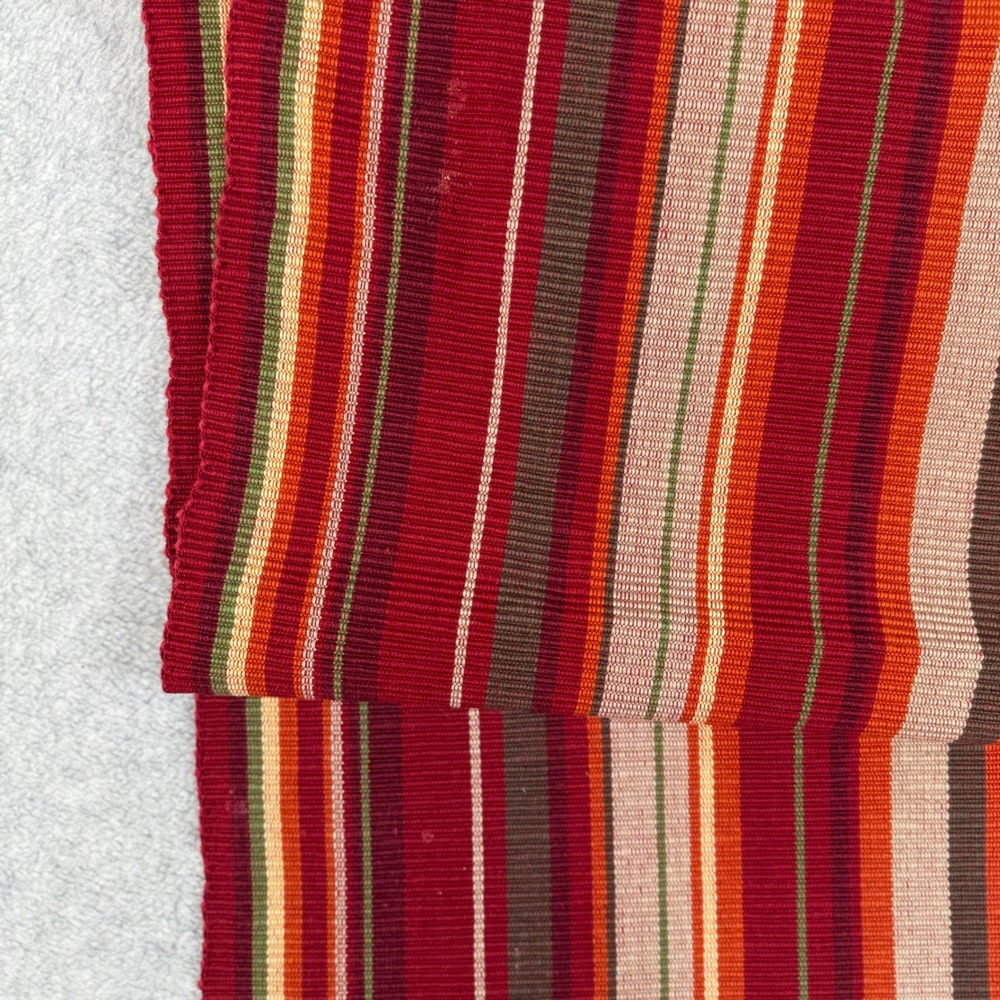 Table Runner 13x68 Red Multicolor Textured Rib Weaved Striped Ribbed Woven - Picture 6 of 9